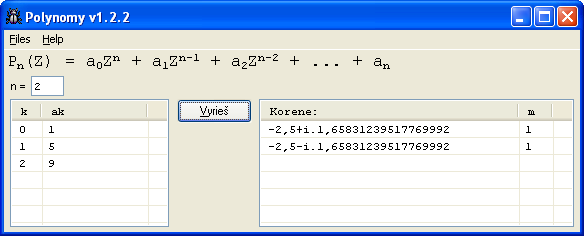 Polynom, Z^2 + 5Z + 9 = 0